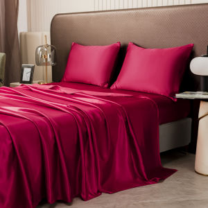 Solid Color Satin Sheet and Pillowcase Set,Luxurious Bedding Ensemble with a Silky Sheen,Twin/Full/Queen/King Size