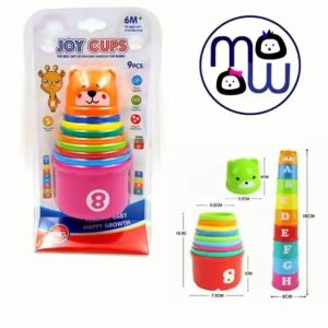 [SALE] Premium Bahan tebal - Mainan Edukasi Bayi Stacking Cups Susun Gelas Baby Toys 616 Warna - angka dan Abjad