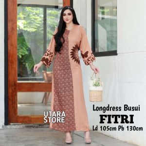 Daster Lengan Panjang Long Dress Busui Bahan Rayon Dengan Kancing Depan