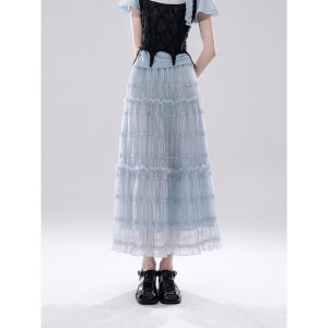 กระโปรงทรงเอเอวสูง ลายก้นกระดิ่ง ผ้าโพลีเอสเตอร์ ทรงหลวม ทรงเข้ารูป ฤดูร้อน 2025 กระโปรงสั้น ทรงเอ ทรงเข้ารูป