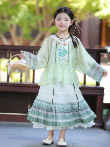 MPW | New Chinese Style Childrens Hanfu Skirt Set Spring Autumn Performance Outfit Two-Piece Set For Girls National Trend