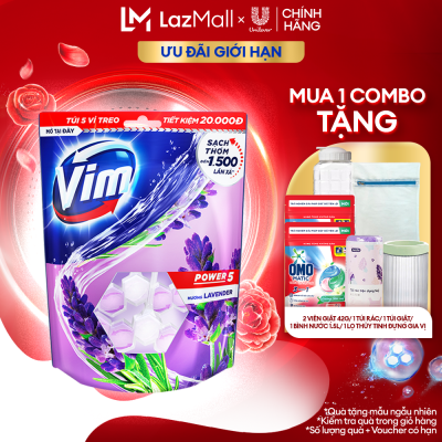 Túi viên tẩy bồn cầu Vim Power 5 Hương Lavender 275g (5 vỉ/túi)
