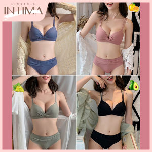INTIMA บราและเซ็ตกางเกงชั้นในสำหรับผู้หญิงบราดันพร้อมหน้าอกเล็กๆโฟมชุดชั้นในไร้ขอบไร้สายบราสวยงามและเรียบง่ายกางเกงใน Terno