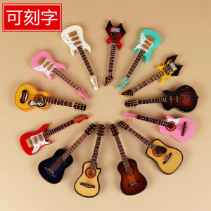 Wooden Miniature 10cm Guitar Model Doll Decorative Item Creative American Style Desktop Decoration Gift for Friends