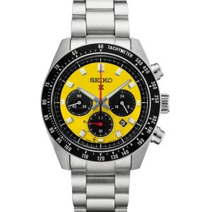 Seiko Speedtimer Solar Chronograph U.S. Special Edition Mens Watch Japan Yellow Metal Strap 41.4mm (SSC929P1)