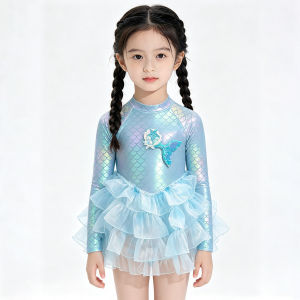 UV Protection Quick-Dry Long Sleeve Girls Swimsuit