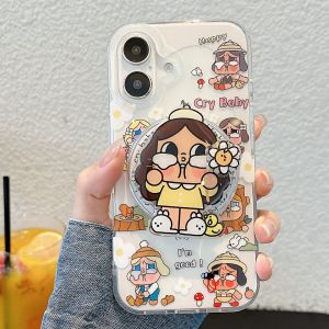เคสโทรศัพท์มือถือแบบแม่เหล็กหมุนได้พร้อมตัวติดแบบแม่เหล็กสำหรับ Apple 17/16promax 16E/12PRO/13mini/XR ลายการ์ตูนสำหรับผู้หญิง