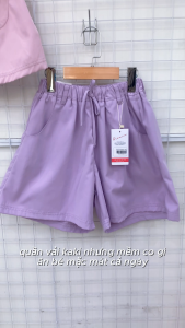 Sooc Kaki Bé Gái Riomio Vải Kaki Co Giãn Mềm Thiết Kế Vát Gấu Nhẹ Style Hàn Hồng Đen Tím Size 8/9–12/13 (30–50kg) RQG1093