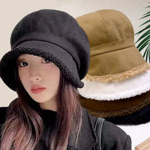 Beret Hat for Women Winter Octagonal Hats for Women Retro Solid Color Velvet Newsboy Cap Female Keep Warm Cap New Bucket Hat