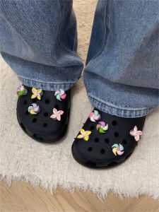 10PCS/lot Funny Rotating windmill DIY Shoe Charms for  croc jibz Girls Womens Decoration  Shoe Accessories Realistic Rainbow Sugar  X-mas Party Gift fit