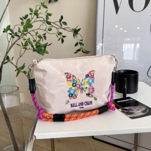 New February Embroidered Zipper Single Shoulder Bag Crossbody Underarm Cosmetic Storage Small Square Bag Womens Handbag