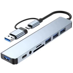 8 In 2 USB HUB With Splitter Card Reader USB C Port USB 3.0 / 2.0 SD/TF Splitter Card Reader Docking Station