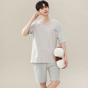 MiiOW | ชุดนอนผู้ชาย MiiOW ฤดูร้อน 2025 ชุดนอนแขนสั้นบาง กางเกงขาสั้น ลำลอง ขนาดใหญ่ ชุดอยู่บ้าน สไตล์เรียบง่าย ผ้าโพลีเอสเตอร์