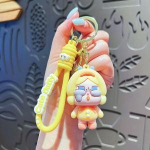 Creative flocking crying baby keychain cute cartoon crying girl doll girl bag pendant small gift car keychain key ring key ring