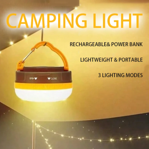 Portable Mini Camping Light w/Lighting ModesUSB Rechargeable Hook & MagneticPower Bank Functionfor CampingTentBBQFishing