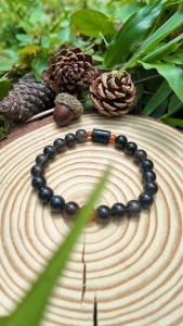 Vòng Tay Handmade Obsidian Mix Mã Não Khắc Chú – Hợp Mệnh Thủy Mộc Trừ Tà Hộ Thân Thu Hút Tài Lộc -Bluegems