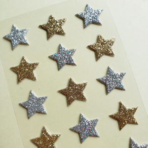 Golden Silver 3D Star Stickers Childrens Reward Decals Adhesive Paper Craft Supplies Sparkling Shiny Star Labels