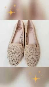 Womens Vince Camuto Lancaster Taupe Suede Perforated Slip On Flats Size 6.5M
