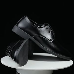 Mens Leather Shoes Formal Business British Style Casual Leather Shoes Men Black Leather Office Shoe Spring And Autumn Youth Wedding Shoes All-match Single Shoes Black Leather Office Security Shoes
