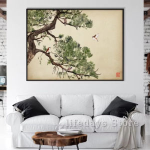 Jigsaw Puzzle 500/1000/1200/2000PCS Japanese Pine Tree Sparrows Oriental Ink Landscape Art Wall Decor Gift