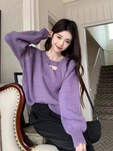 Shiny Knitted Sweater Womens Spring Autumn 2024 New Style Base Shirt New Year Red Bright Silk Knitted Top V-neck Long Sleeve