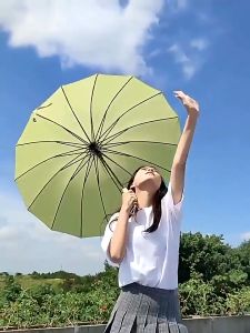 16-Ribs Automatic Umbrella With Long Handle For Rain Protection And Sun Protection Umbrella