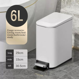 6L Bathroom Pedal Trash Can,Stainless Steel trash bin with inner Bucket for bathroombedroomstudy,office