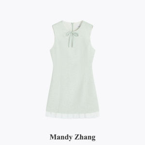 White French Inspired Bow Decorated Sleeveless Dress