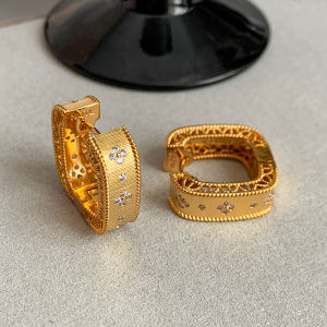 CAFFTI | Vintage Heavy Crafted Square Golden Earrings