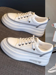 WANGGONGZHU | Leather Sneakers Breathable Casual Womens Shoes Fashion Mesh Heightening Spring Autumn Versatile Flat Footwear Comfortable Rubber Sole