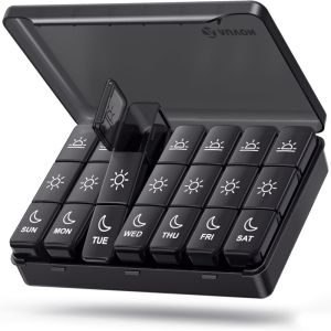 Weekly 21/3 Grids Pill Box Medicine Organizer Black Plastic Storage Box Container Portable Pill Case