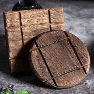 Heat Resistant Wooden Dining Mat Traditional Chinese Style round Mat for Hot Pot Table Anti-Scalding Pad Home Creative Use