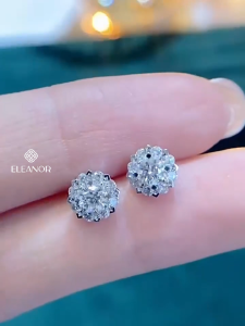 Bông tai nữ chuôi bạc 925 Eleanor Accessories hình hoa nhiều cánh phụ kiện trang sức khuyên tai 8611