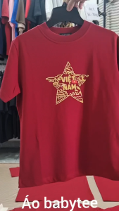 Áo thun cotton Babytee in lá cờ Việt Nam - "Độc Lập Tự Do Hạnh Phúc". Biểu tượng tự hào dân tộc Việt!