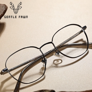 Gentle Fawn Frame Kacamata Lensa Plano Bisa Minus Style Kotak Oval Bahan Metal Bisa Minus Fashion Pria Wanita 66453