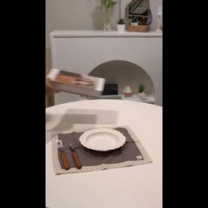 Napkin Kain Linen dengan Renda/Alas Piring/Alas Keyboard/Tatakan Piring untuk Property Foto Makanan dan Minuman