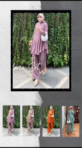 Setelan Baju dan Celana Muslim Wanita Crinkle Airflow Laluna Set Jumbo All Size