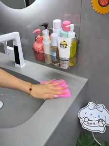 Punch-Free  Bathroom Suction Cups Shower Shelves Wall Mounted Storage Rack Draining Basket Holder