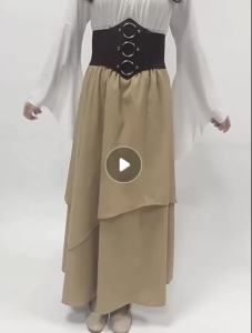 Renaissance Pirate Skirt wanita zaman pertengahan Cosplay Ruffles Skirt kostum
