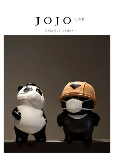 Creative Cute Panda Bear Resin Figurine Entrance Table Decorations Living Room Couples Express Love Animal Shape Home Decor