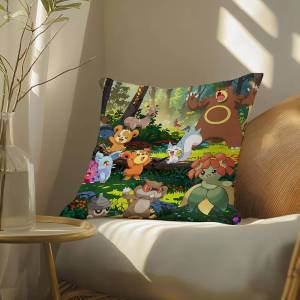 Bandai | Pokemon Legendary Dragons Anime Plush Pillow Cover Soft Short Plush Cushion Cover For Sofa Bedroom Home Decor Gift