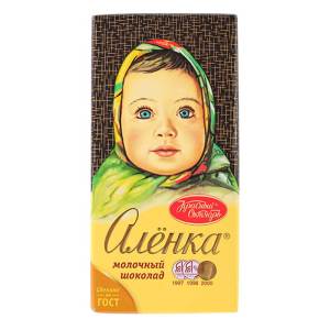 Alenka Milk Chocolate Bar with Hazelnuts Large Head Doll Casual Snack Gift Boxed Russian Production Net Content 90g
