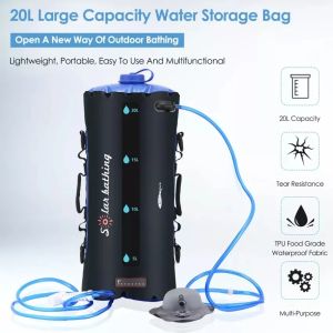 100% ดั้งเดิม + มีในสต็อก】กระเป๋าอาบน้ำการตั้งแคมป์กลางแจ้งพกพาได้20L อุปกรณ์ตั้งแคมป์สำหรับเดินทางเดินป่าว่ายน้ำชายหาด Outdoor Camping Shower Bag