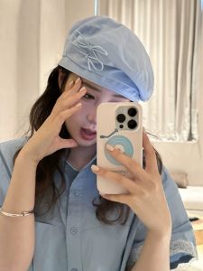 สไตล์เกาหลี ผีเสื้อ โบว์ หมวกเบเร่ต์บาง หวาน น่ารัก ฤดูใบไม้ผลิ ฤดูร้อน ผ้าฝ้าย หมวก หลากหลาย หมวกหน่อสําหรับผู้หญิง ทันสมัย