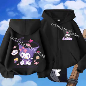 52TOYS | Jacket Children Spring Autumn Sweet Sports Purple Coat Gifts Hoodie Kuromi Fashion Coats for Girls Anime Cartoon Hooded Zipper