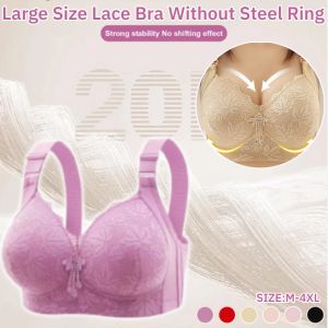 Large Size Lace Bra Without Steel Ring Thin and Breathable Full Cup Adjustable Underwear Traceless Vest Lace Bra