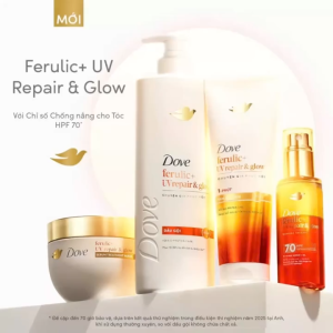 Bộ Gội Xả Dove Ferulic+ UV Repair & Glow Shampoo 600g Condintoner 300g Bảo Vệ Tóc Trước Tia UV Phục Hồi Cấu Trúc Tóc