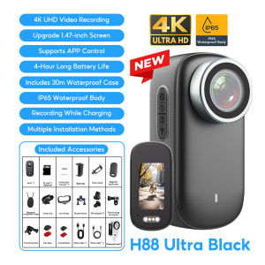 [SG] H88 Ultra 128GB UHD 4K Vlog Action Camera 1.47-inch Screen Waterproof Hands Free Recording Thumb Size Outdoor Riding Magnetic Sports Camera 运动相机