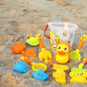 14PCS Beach Toy Set Little Yellow Duck Childrens Summer Beach Sand and Water Play Tool Set Outdoor Digging Sand Shovel Play Sand Tool