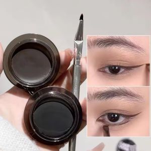 Matte Black Eyeliner Cream Waterproof Lasting Non Smudging Natural Brown Eyebrow Tint Silkworm Eyeshadow Eye Makeup with Brush